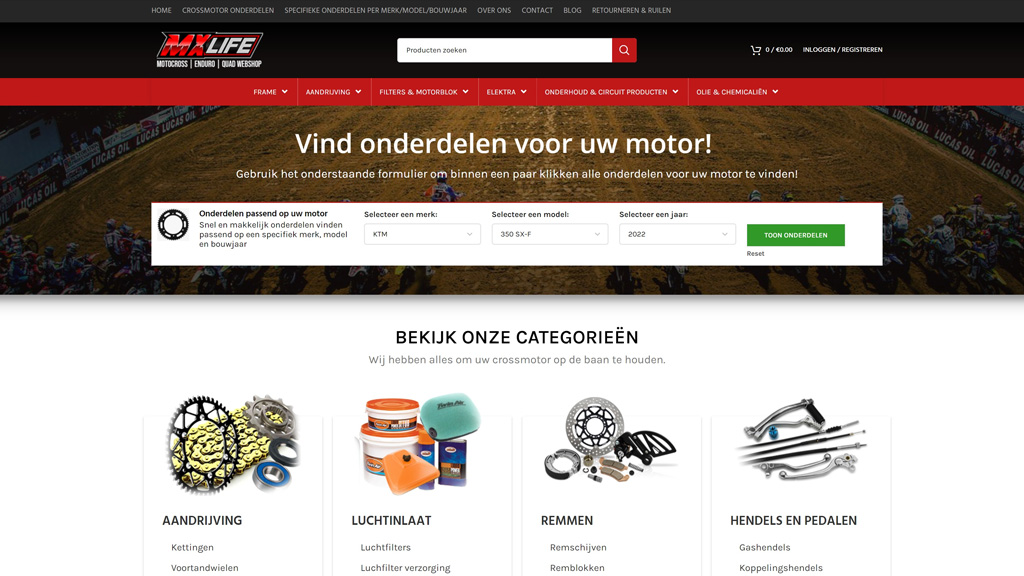 een website ontwerp voor een motorzaak.