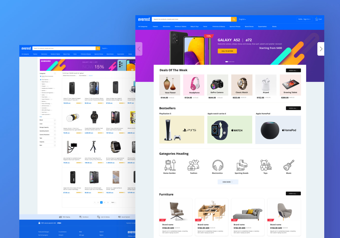 E-Commerce website met producten